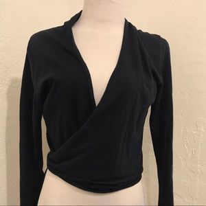 A CHANIN black wrap v-neck top XS